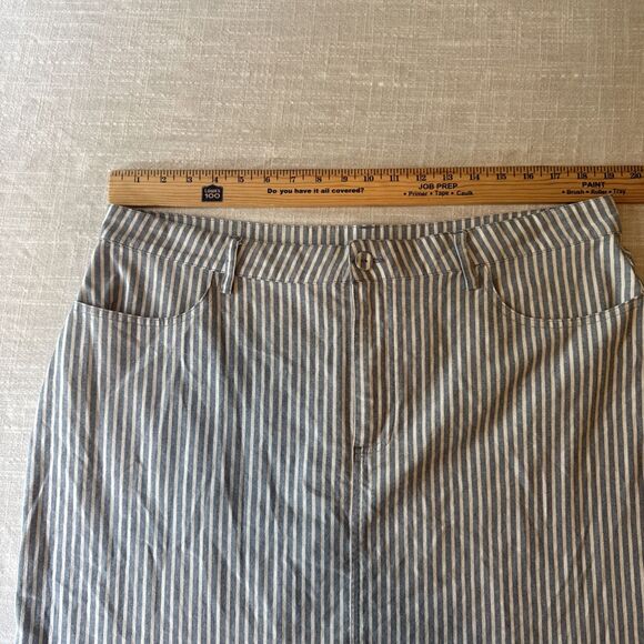 Forever‎ 21 Light Denim Blue & White Striped Mini Skirt Sz 2X Pockets Belt Loops - Picture 4 of 8